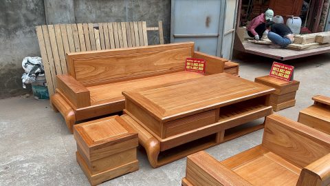 mẫu sofa đối chất liệu gỗ gõ đỏ cao cấp