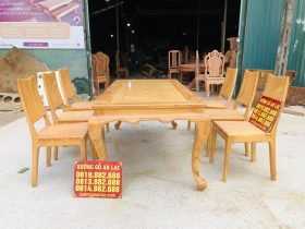 bàn ăn chữ nhật 6 ghế hiện đại gỗ gõ đỏ