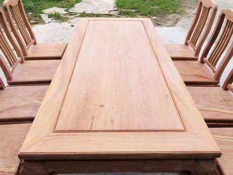 bàn ăn chữ nhật gỗ hương đá