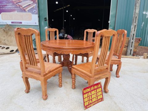 bộ bàn ghế ăn sang trọng gỗ hương đá