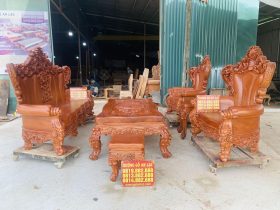 bàn ghế hoàng gia nguyên khối 6 món gỗ hương đá siêu vip