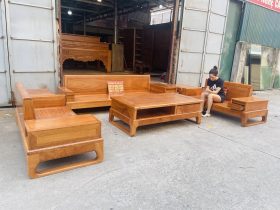 mẫu sofa chân hươu 6 món gỗ gõ đỏ