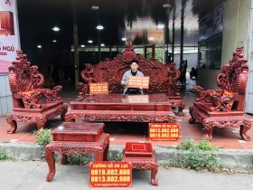 siêu phẩm bàn ghế rồng đỉnh 6 món gỗ hương đỏ Lào