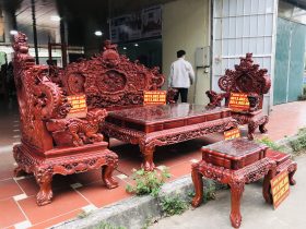 mẫu bàn ghế rồng đỉnh gỗ hương đỏ Lào cao cấp