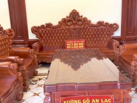 bàn ghế hoàng gia nguyên khối gỗ gõ cao cấp