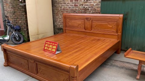 Mẫu giường chữ X gỗ gõ đỏ