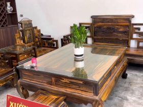 Bộ bàn ghế gỗ mun hoa Lào