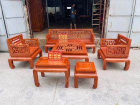 mẫu bàn ghế chữ vạn 6 món gỗ hương đá