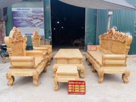 bàn ghế hoàng gia nguyên khối 6 món gỗ hương đá
