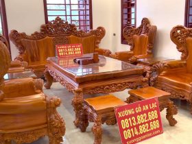 bàn ghế hoàng gia nguyên khối tay cong gỗ gõ đỏ