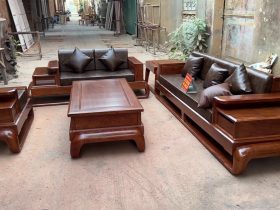sofa zito gỗ gõ đỏ kết hợp da nhập khẩu