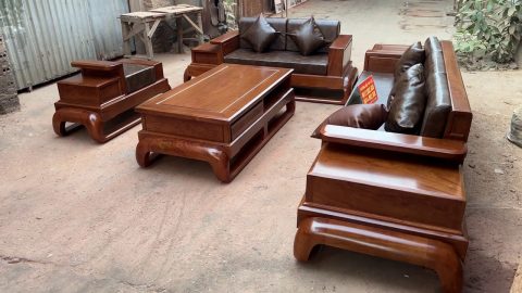 mẫu sofa gỗ gõ đỏ