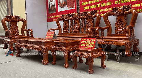bàn ghế Minh quốc đào chim gỗ hương cột 14 hàng cao cấp