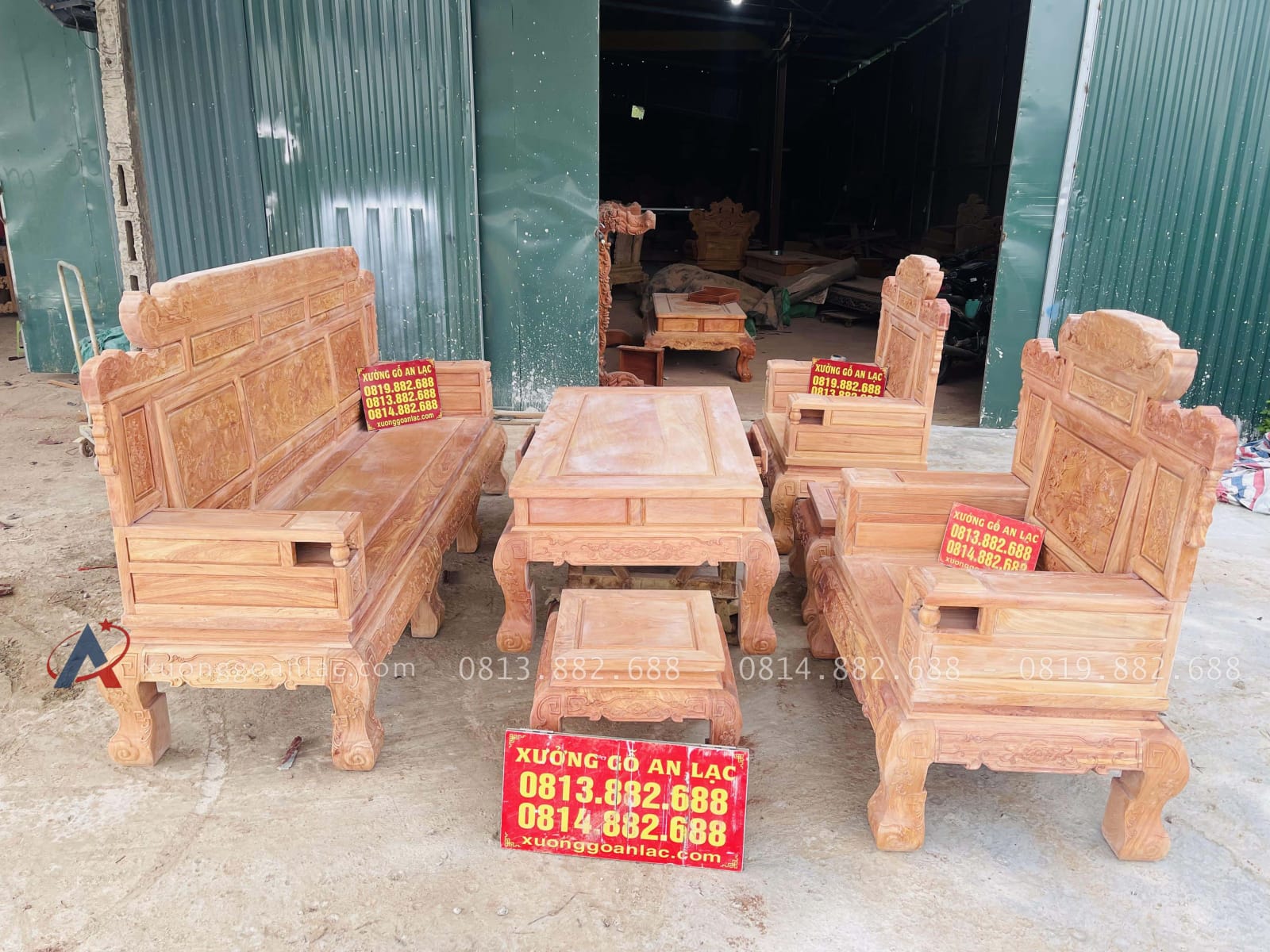 bản mộc bộ bàn ghế phù dung gỗ hương đá