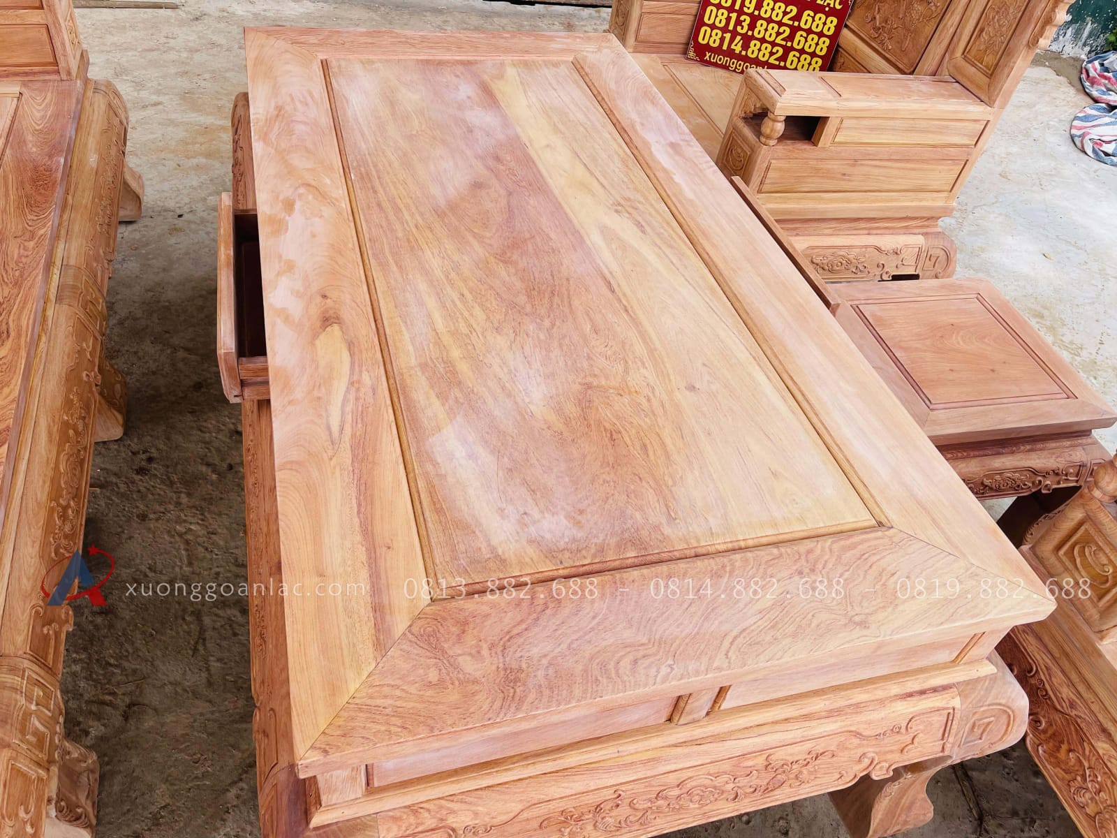 mặt bàn khung tranh ván liền