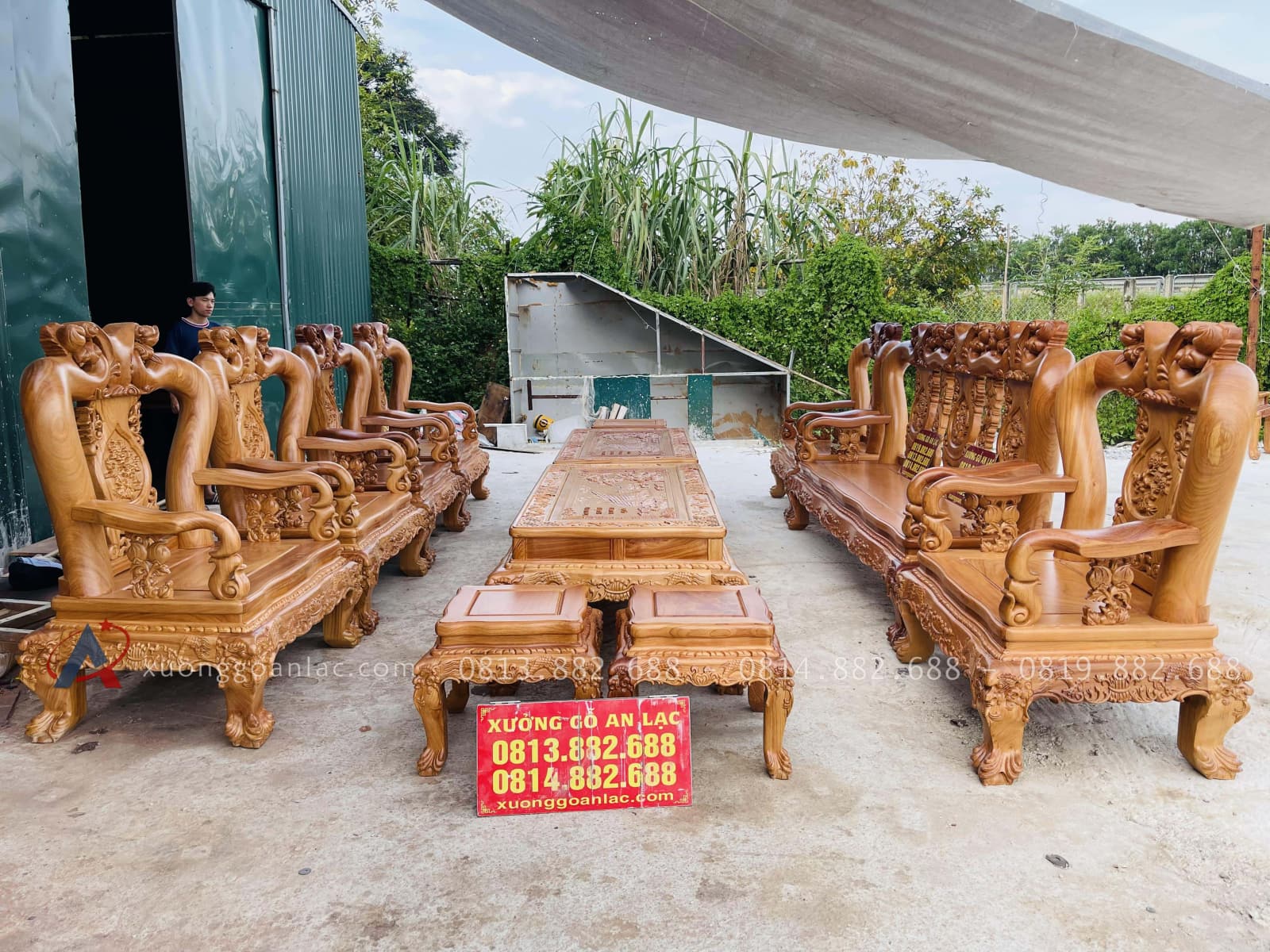 mẫu bàn ghế minh quốc đào tiên 12 món gỗ gõ