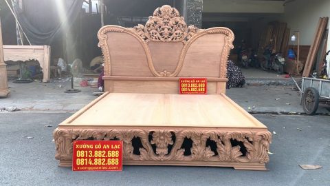 mẫu giường hoàng gia tân cổ điển gỗ gõ đỏ