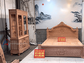 mẫu giường louis hoàng gia gỗ hương đá siêu vip