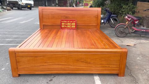 mẫu giường trơn hiện đại gỗ gõ đỏ