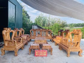 bàn ghế minh quốc đào 12 món gỗ gõ đỏ