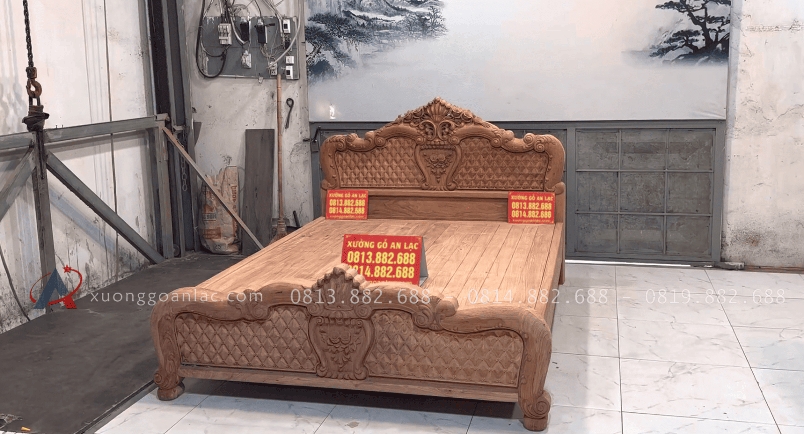 mẫu giường hồng trĩ gỗ hương đá