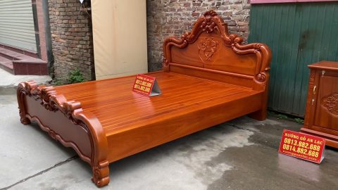 mẫu giường ngủ gỗ gõ đỏ