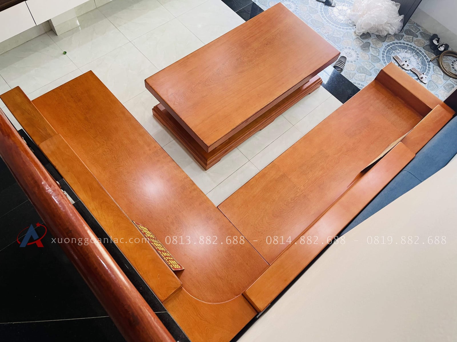 mẫu sofa nguyên khối gỗ gõ đỏ