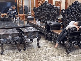 Mẫu bàn ghế gỗ mun hoa Lào