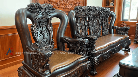 mẫu bàn ghế minh quốc voi chiến gỗ mun Lào
