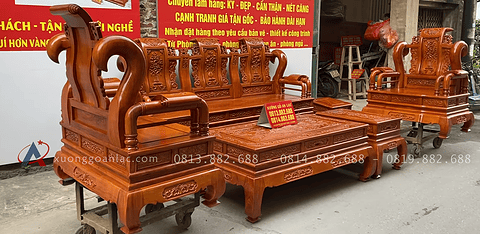 bàn ghế Tần Thủy Hoàng tay 12 gỗ hương đá hàng vip
