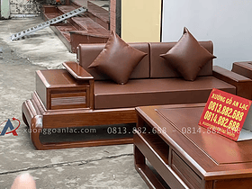 sofa gỗ hương đá cao cấp phun màu óc chó