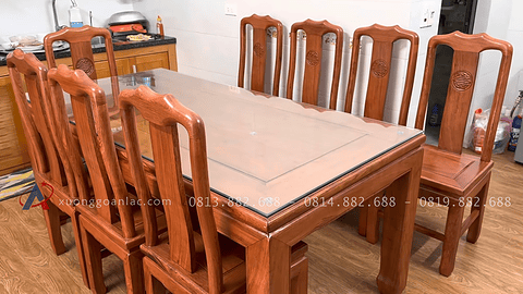 bộ bàn ăn gỗ hương đá 8 ghế