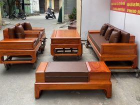 sofa gỗ hiện đại mẫu chân choãi gỗ hương đá