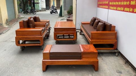 sofa gỗ hiện đại mẫu chân choãi gỗ hương đá