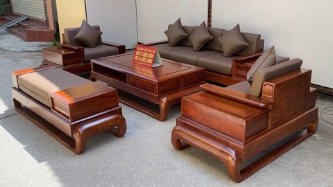 mẫu sofa gỗ hương đá phong cách hiện đại