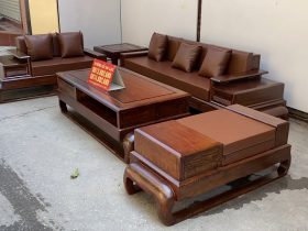 bộ sofa gỗ sồi Nga kèm bộ da đệm Hàn Quốc