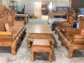 mẫu bàn ghế louis hoàng gia gỗ gõ đỏ
