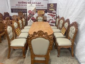 bộ bàn ăn 10 ghế hoàng gia