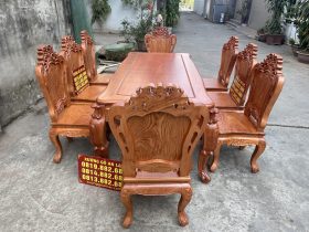 bộ bàn ăn gỗ hương đá cao cấp