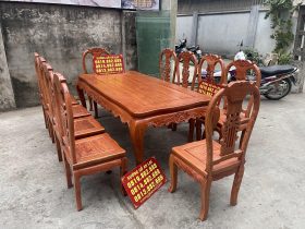 bàn ăn louis 10 ghế gỗ hương đá cao cấp