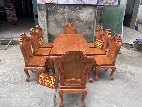 bộ bàn ghế ăn hoàng gia gỗ 8 ghế