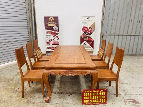 mẫu bàn ăn hoàng gia kết hợp 6 ghế hiện đại