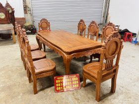 bàn ăn hoàng gia 8 ghế louis cổ điển gỗ hương đá