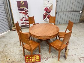 bàn ăn tròn 6 ghế hiện đại gỗ hương đá