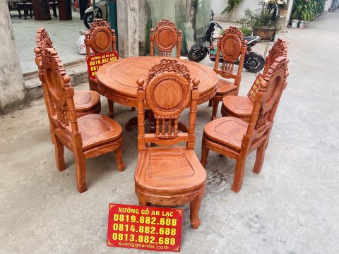 bộ bàn ăn 8 ghế gỗ hương