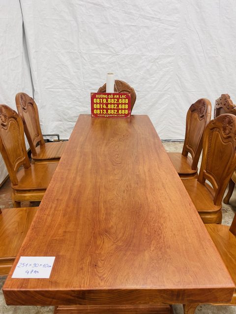 bàn ăn nguyên khối gỗ gõ đỏ