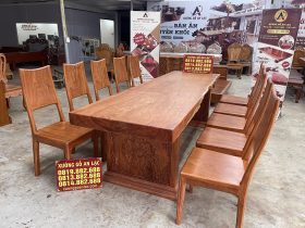bàn ăn nguyên khối 10 ghế hiện đại gỗ hương đá