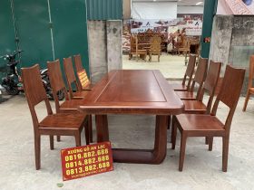 bàn ăn 8 ghế hiện đại gỗ hương đá phun màu óc chó