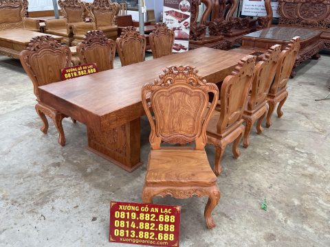 bộ bàn ăn 8 ghế gỗ hương đá