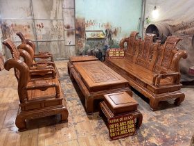 bàn ghế tần thủy hoàng 6 món gỗ hương đá